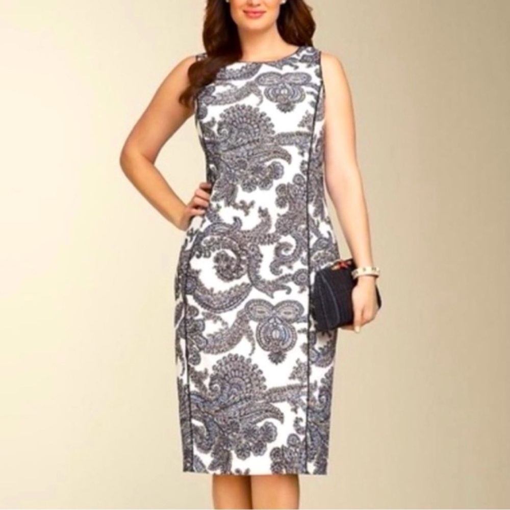 Talbots Paisley Sleeveless Sheath Dress Business Casual Classic Workwear Office